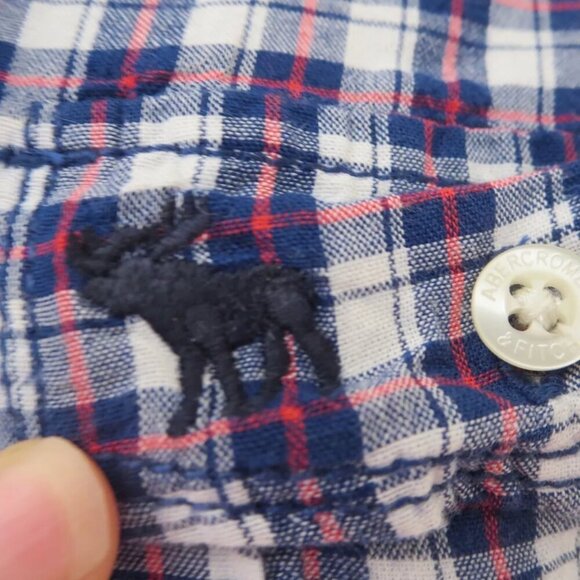 Abercrombie Women Plaid Button Down Shirt Top Size XS Ruffles Blue & White Check - Picture 6 of 6